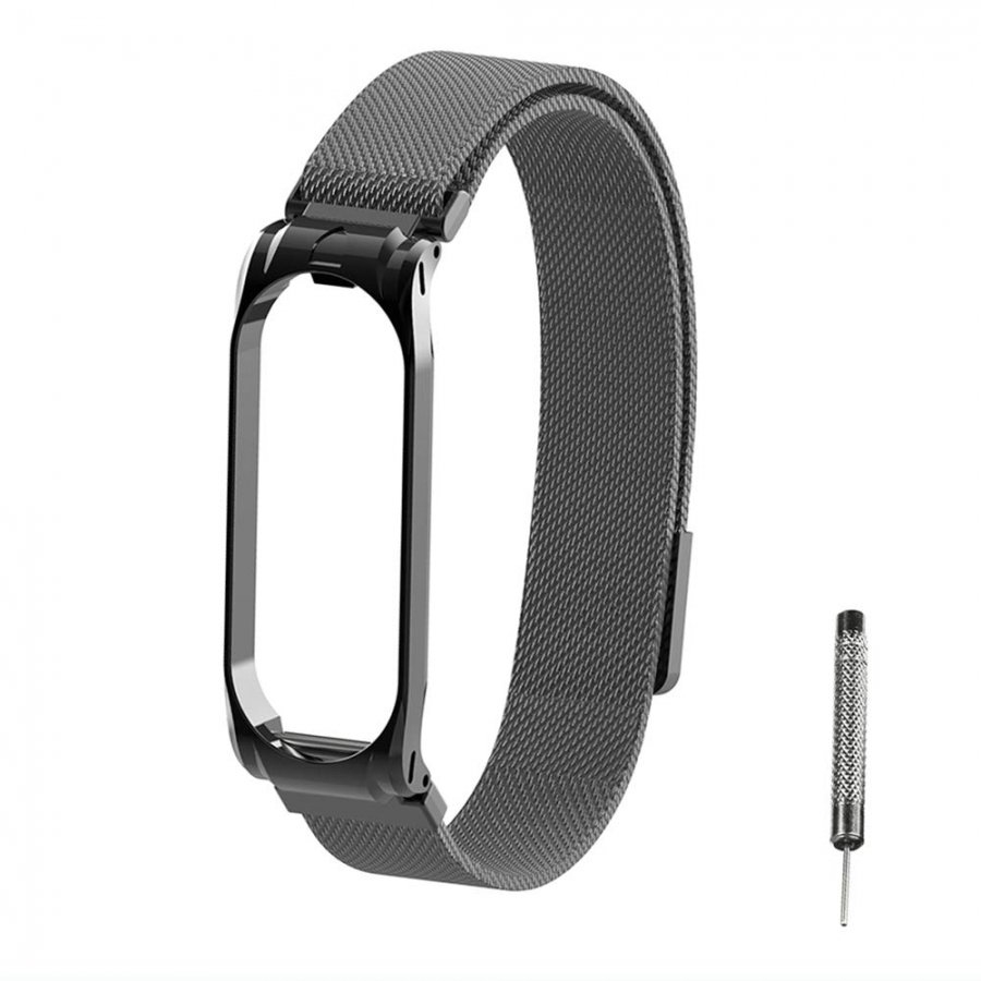 Malla Acero Mi Band 4 Imantada Black Metal