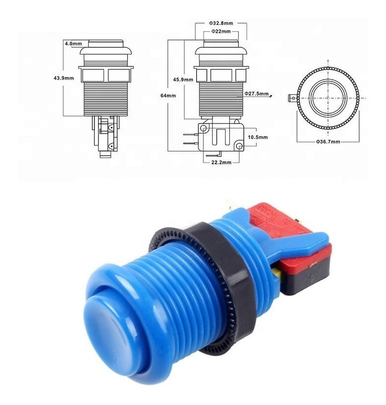 Boton con Microswitch Azul