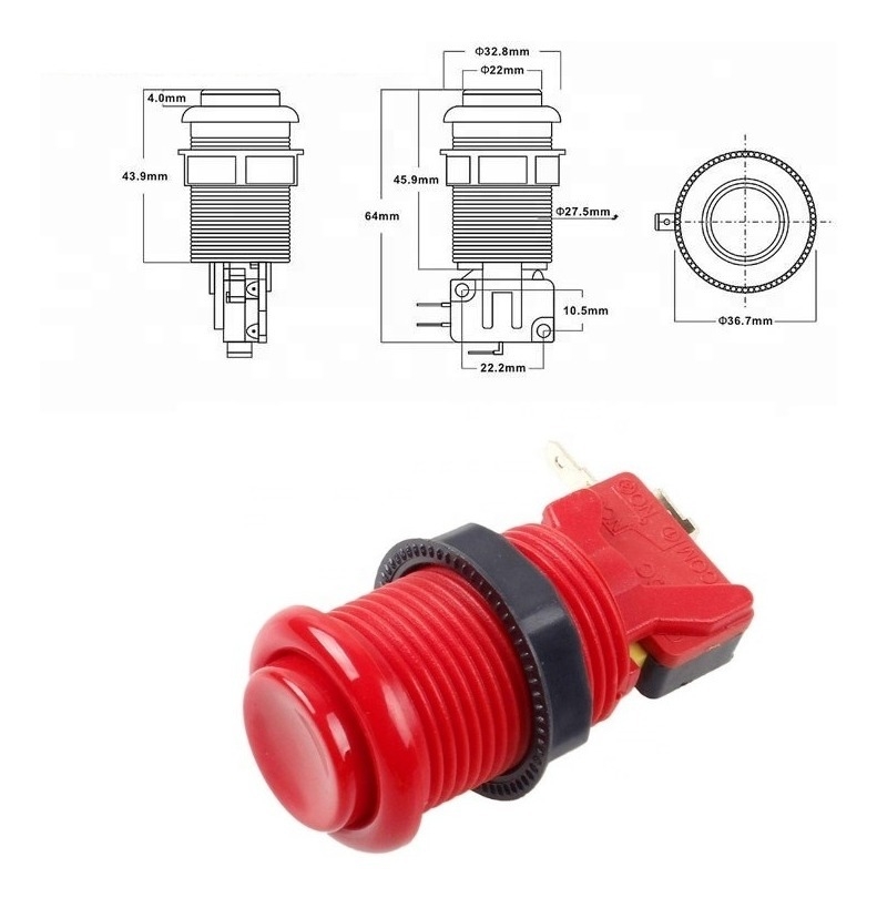 Boton con Microswitch Rojo