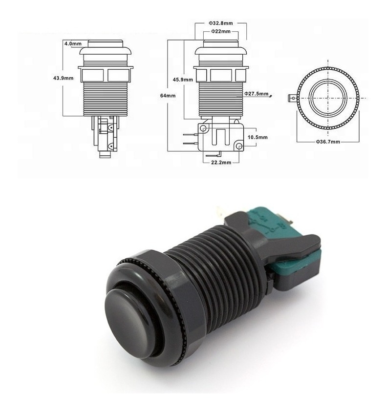 Boton con Microswitch Negro