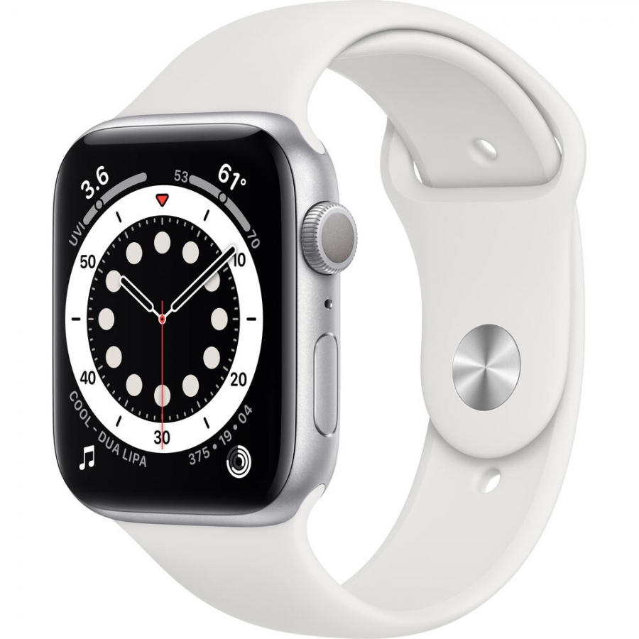 Apple Watch Serie 6 Gps 44 Mm White Sport Band Aluminium Silver
