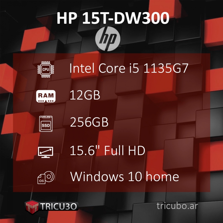 HP 15T-DW300 Intel i5 1135G7 12Gb Ram 256Gb SSD 15.6 Jet Black - Tricu3o HP 15T-DW300 Intel i5 1135G7 12Gb Ram 256Gb SSD 15.6 Jet Black - Tricu3o